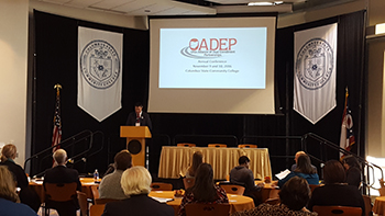 person speaking at the OADEP conference
